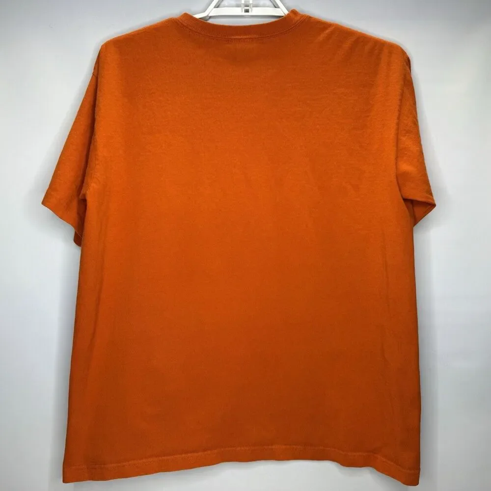 Vintage Adidas Orange 3 Stripes Graphic Tee T-Shirt Sz Large Short Sleeve Cotton